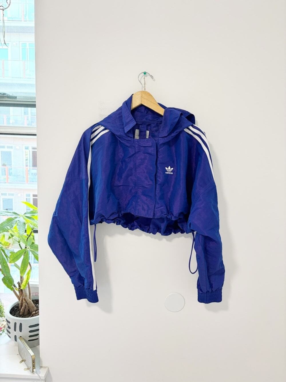 Adidas Purpley Blue Cropped Retro Style Jacket Size Small